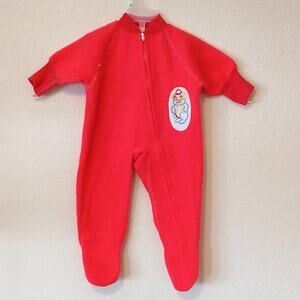 Vintage Riegel Red Footie Bodysuit With Dog patch 6M
